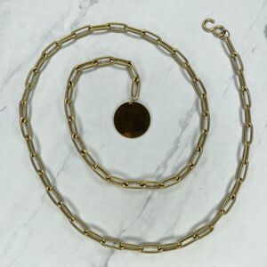 Gold Tone Skinny Y2K Chain Belt Medallion Charm One Size (OS) ✨